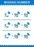 Missing number with Push Pin. Worksheet for kids vector