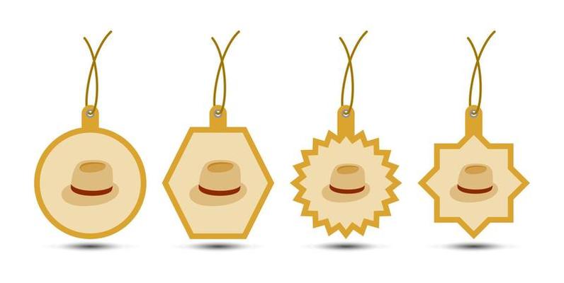 Set of Fedora Hat tags with cord