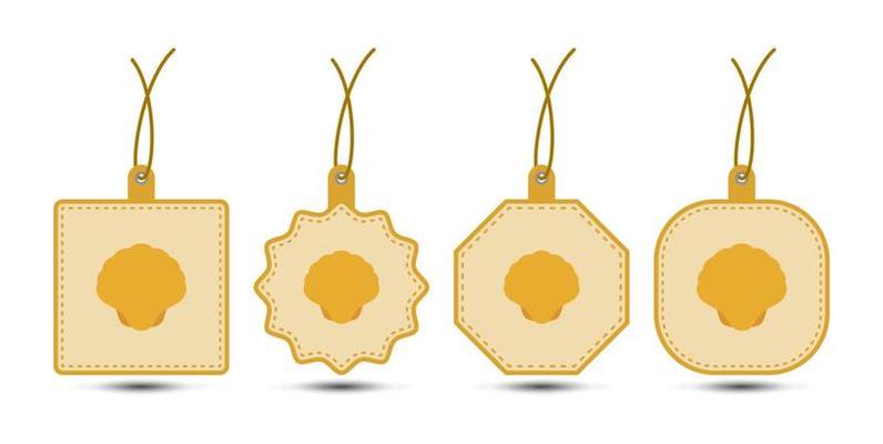 Set of Seashell tags with cord
