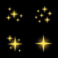 Set of stars sparkles, flat design vector