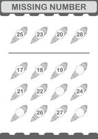 Missing number with Pen. Worksheet for kids vector