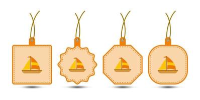 Set of Sailboat tags with cord vector