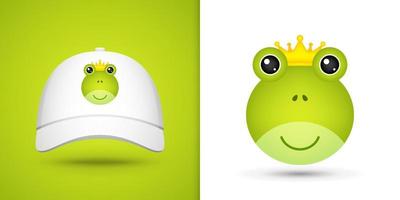 Frog head on white baseball cap vector