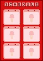 Daily and weekly planner with Ice Cream vector