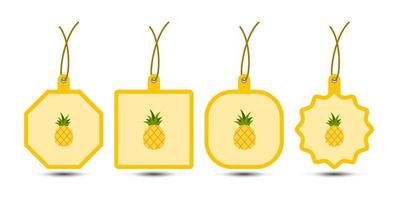 Set of Pineapple tags with cord vector