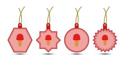 Set of Ice Cream tags with cord vector