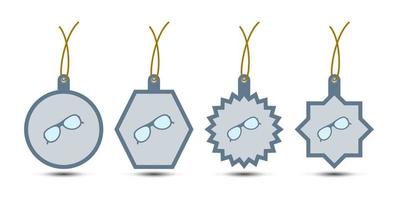 Set of Glasses tags with cord vector