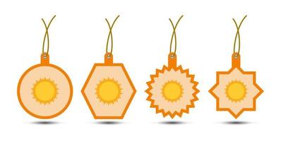Set of Sun tags with cord vector