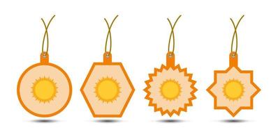 Set of Sun tags with cord vector