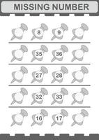 Missing number with Push Pin. Worksheet for kids vector