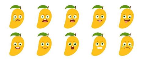 Emoticon of cute Mango. Isolated vector set