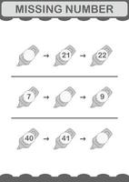 Missing number with Marker. Worksheet for kids vector