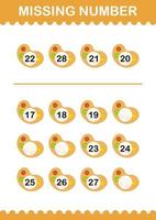 Missing number with Art Palette. Worksheet for kids vector