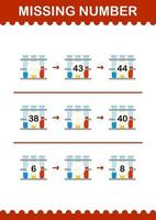 Missing number with Test Tube. Worksheet for kids vector