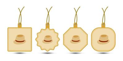 Set of Fedora Hat tags with cord vector