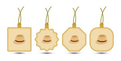 Set of Fedora Hat tags with cord vector