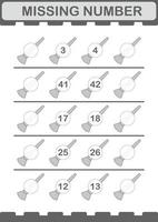 Missing number with Paintbrush. Worksheet for kids vector