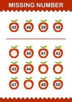 Missing number with Apple. Worksheet for kids vector