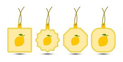 Set of Lemon tags with cord vector