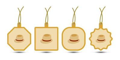 Set of Fedora Hat tags with cord vector