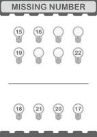 Missing number with Bulb. Worksheet for kids vector