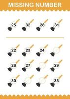 Missing number with Paintbrush. Worksheet for kids vector