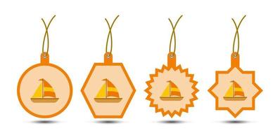 Set of Sailboat tags with cord vector