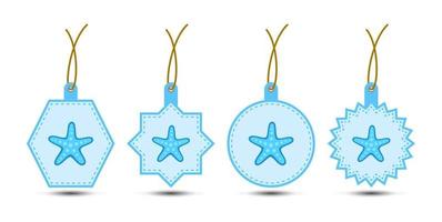 Set of Starfish tags with cord vector