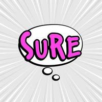 Comic speech bubbles isolated with text SURE vector