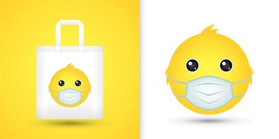 Chicken head on white tote bag vector