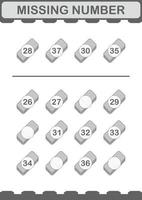 Missing number with Eraser. Worksheet for kids vector