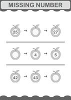 Missing number with Apple. Worksheet for kids vector