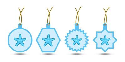 Set of Starfish tags with cord vector