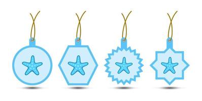 Set of Starfish tags with cord vector