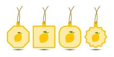 Set of Lemon tags with cord vector