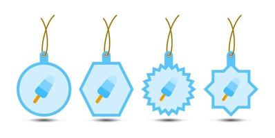 Set of Ice Cream tags with cord vector