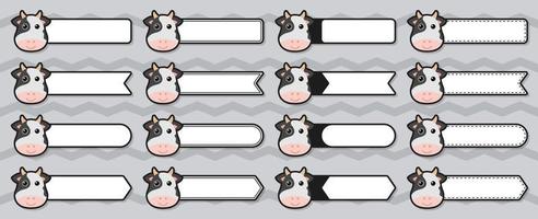 juego de pegatinas de notas con vaca