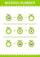 Missing number with Apple. Worksheet for kids vector