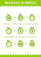 Missing number with Apple. Worksheet for kids vector