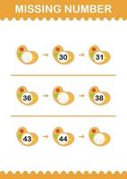 Missing number with Art Palette. Worksheet for kids vector