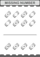 Missing number with Eraser. Worksheet for kids vector