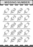 Missing number with Marker. Worksheet for kids vector