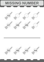 Missing number with Paintbrush. Worksheet for kids vector