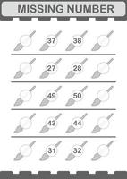 Missing number with Paintbrush. Worksheet for kids vector