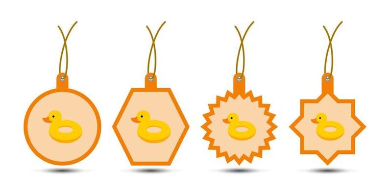 Set of Inflatable Duck tags with cord