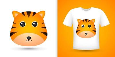 Tiger head on white shirt vector