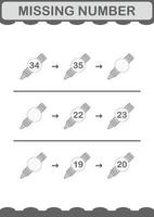 Missing number with Crayon. Worksheet for kids vector