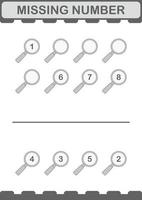 Missing number with Magnifying Glass. Worksheet for kids vector