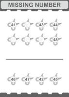 Missing number with Scissor. Worksheet for kids vector