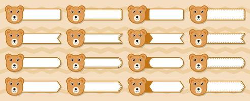 juego de pegatinas de notas con oso vector